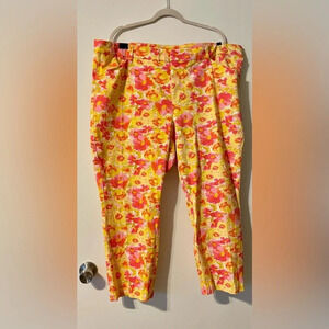 Old Navy Yellow Floral High Rise Pixie Skinny Pant Secret Smooth Pockets Size 24